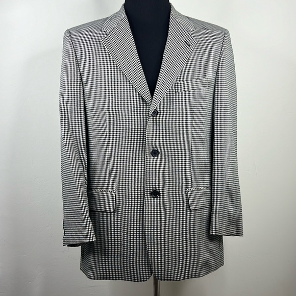 KASPER Men’s Black White Checkered Blazer Jacket L - Picture 1 of 6